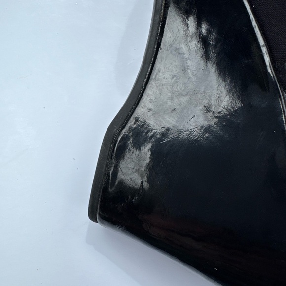 Anne Kline SZ 8.5M Slingback buckle Patent Leather Wedge Black Peep Open Toe - Picture 7 of 12